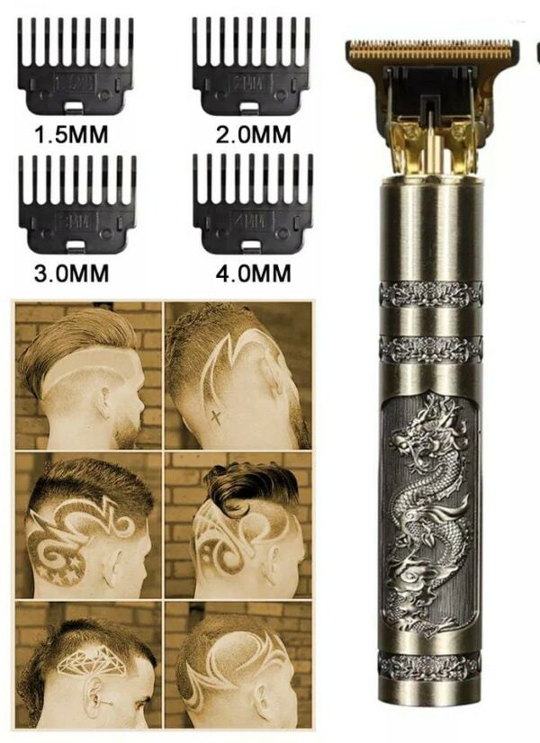 T9 hair and beard trimmer close-up with grooming accessories