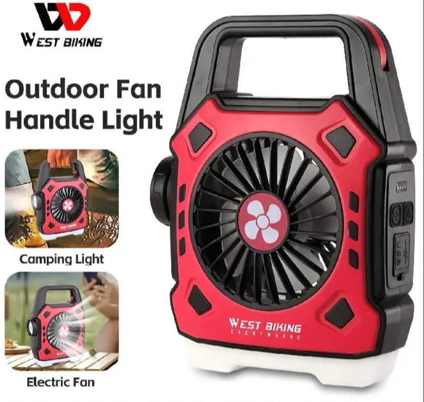 4-in-1 Rechargeable Camping Fan with LED Light & Power Bank