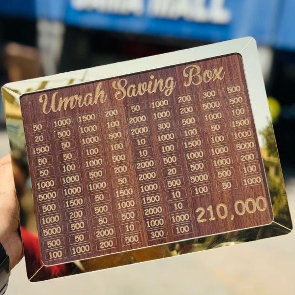 Wooden Umrah saving box detail