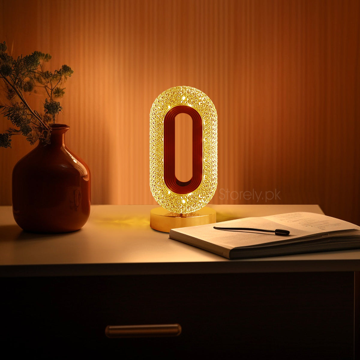Oval crystal LED table lamp - alternate product photo