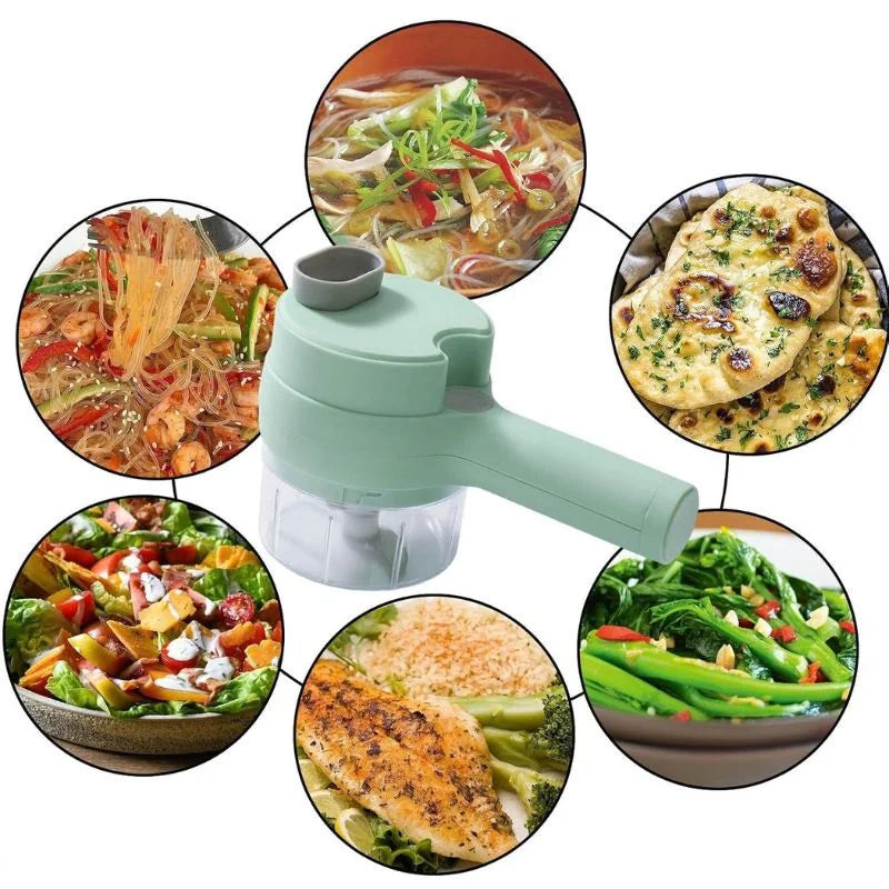 Supplier lifestyle image showing the green electric food chopper